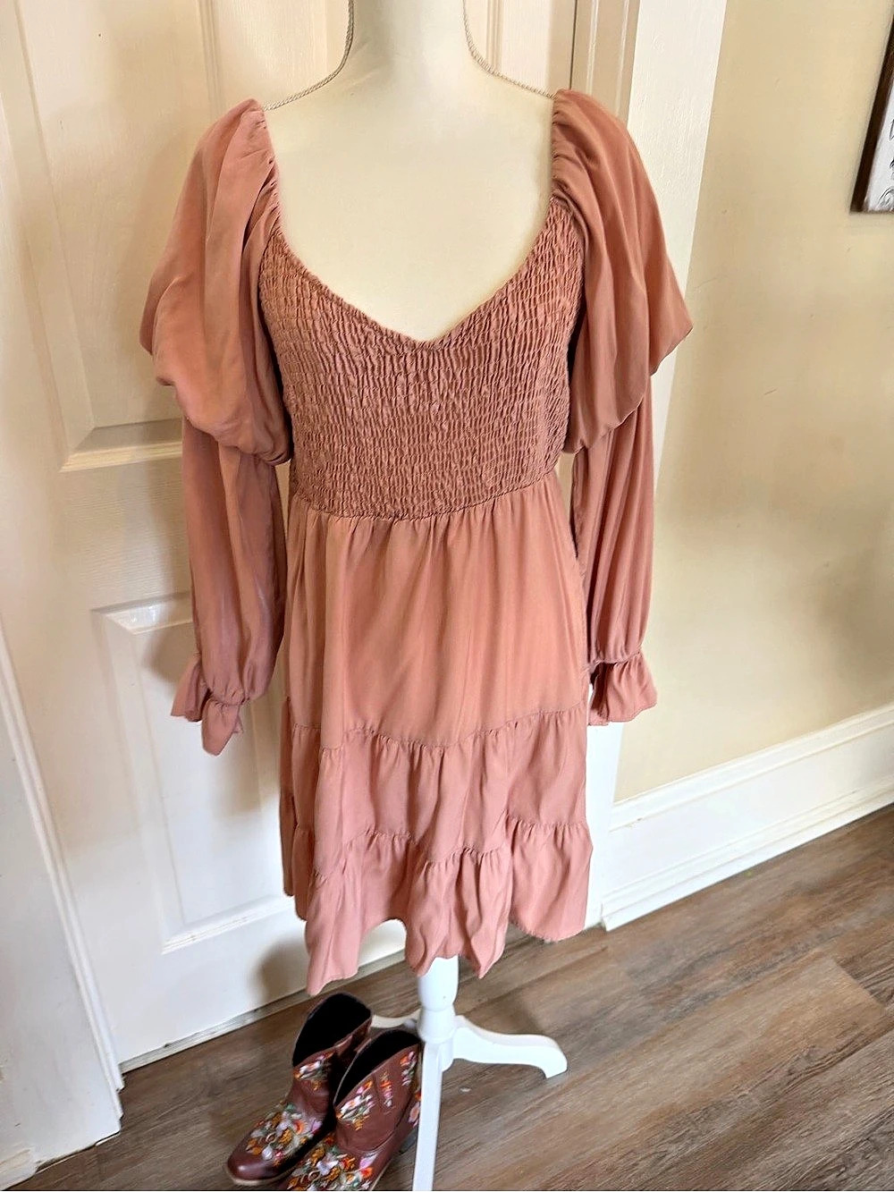 Pink Smocked Mini Dress Like New